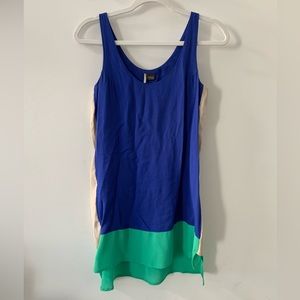 Sparkle & Fade - Blue/Green/Grey Colorblock Mini Dress/Tunic (Size X-Small)